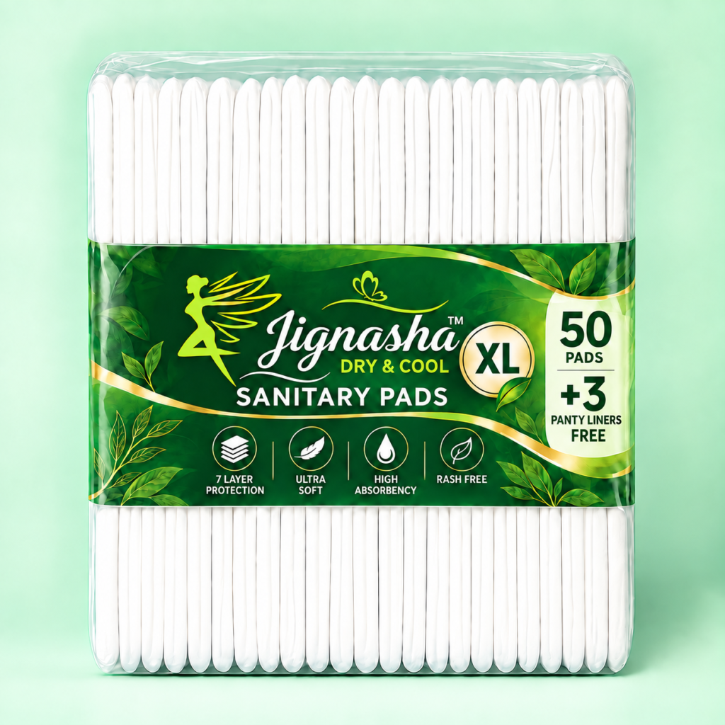 Jignasha Dry & Cool XL Sanitary Pads – Pack of 50 Pads + 3 Panty Liners Free