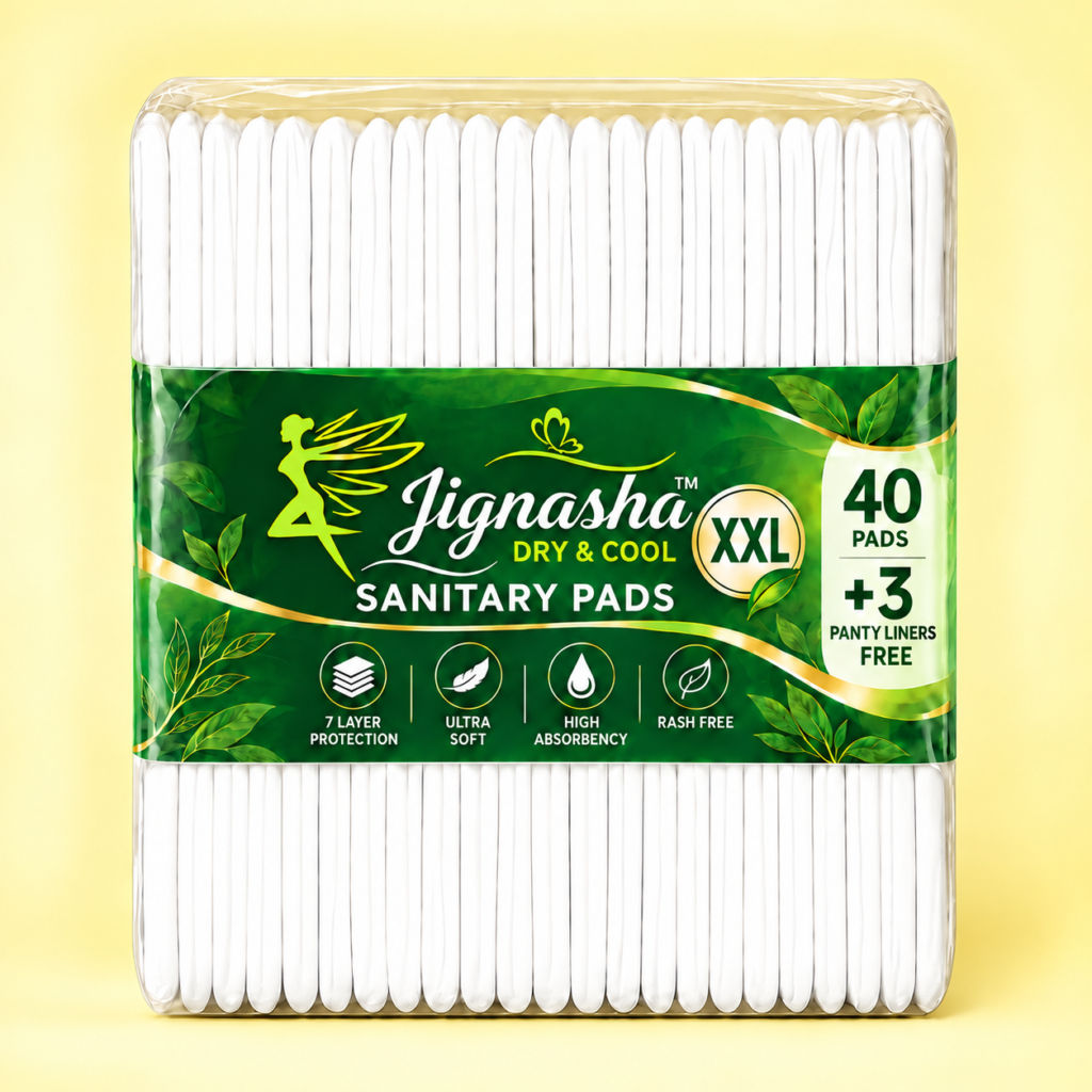 Jignasha Dry & Cool XXL Sanitary Pads – Pack of 40 Pads + 3 Panty Liners Free