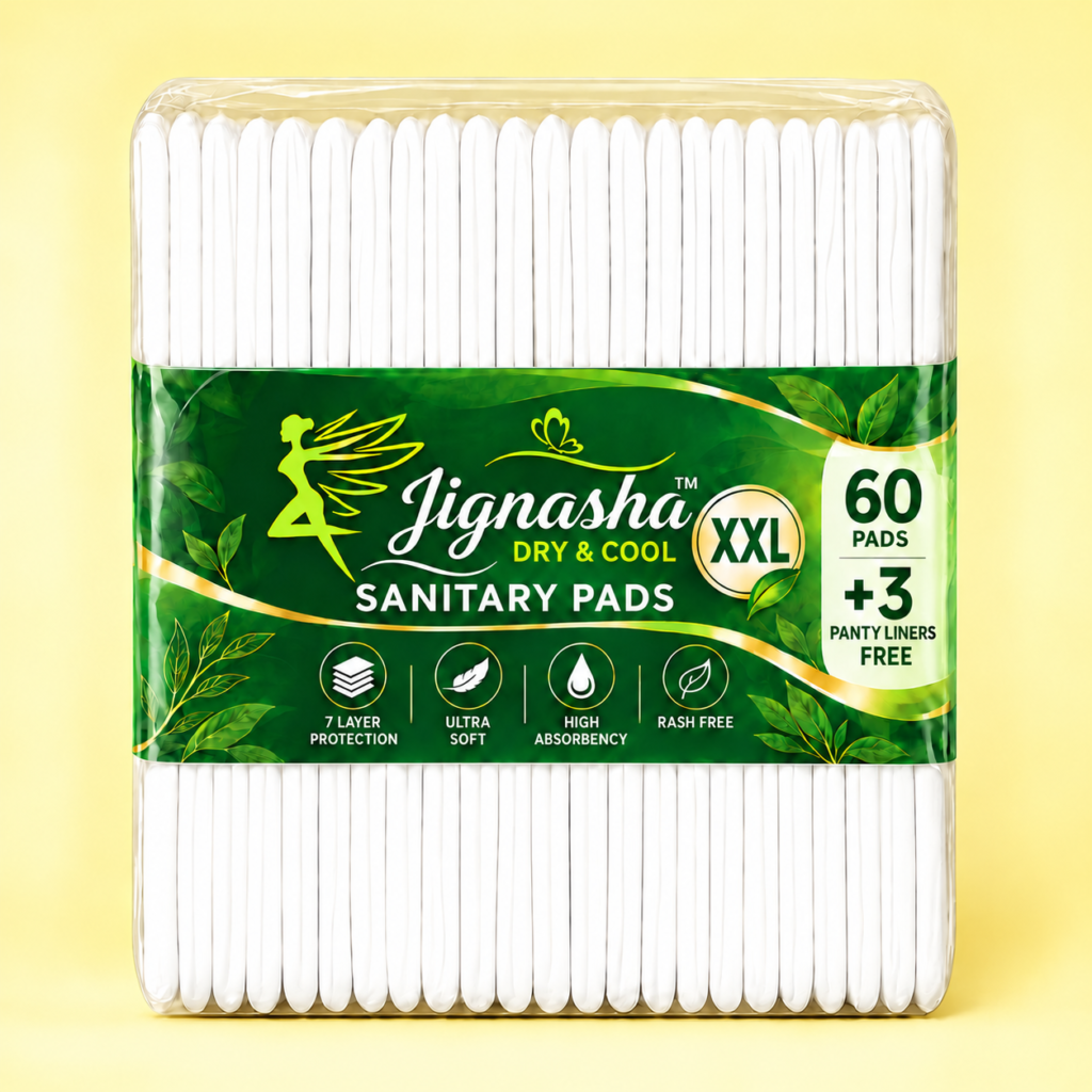Jignasha Dry & Cool XXL Sanitary Pads – Pack of 60 Pads + 3 Panty Liners Free